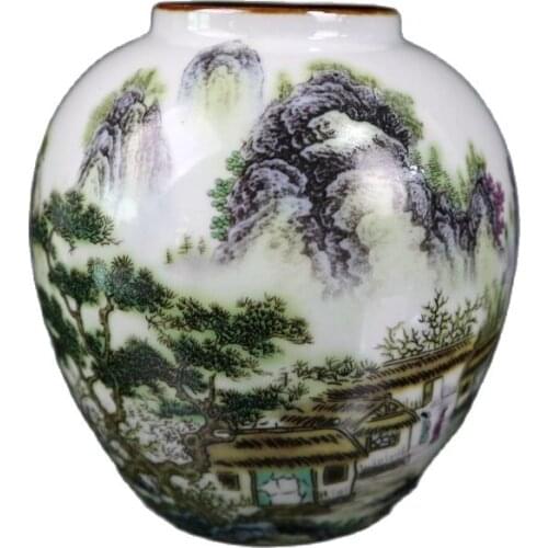 Chinese old porcelain Pastel Color Landscape Porcelain Jar
