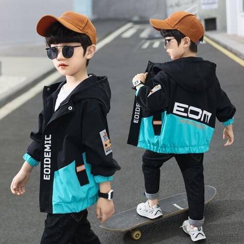 Splicing Spring Autumn Boy Coat Jackets Overcoat Top Kids Teenage Gift Children Clothes Gift Formal School High Quality