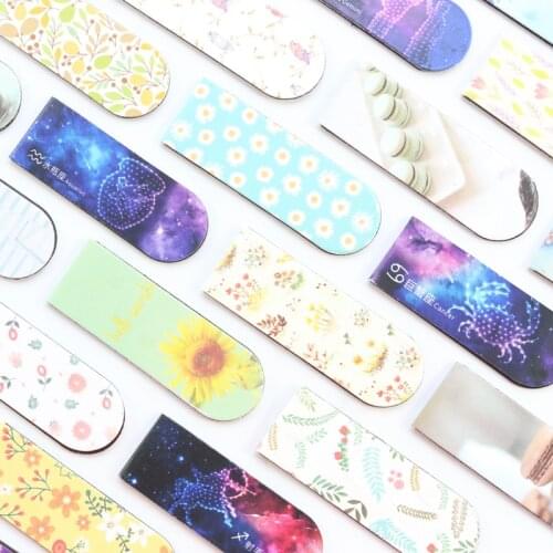 Domikee cute kawaii constellation macaron flower pattern school student magnetic paper bookmarks for book stationery gift 2 pcs