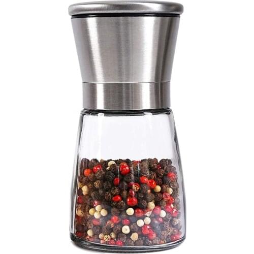 Pepper Grinder or Salt Shaker for Professional Chef Spice Mill with Brushed Stainless Steel Ceramic Blades and Adjustable