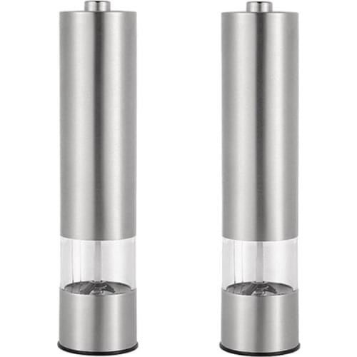 2Pcs Electric Salt and Pepper Grinder Mill Stainless Steel Pepper Spices Mill Cutter Kitchen Seasoning Tools for Cooking