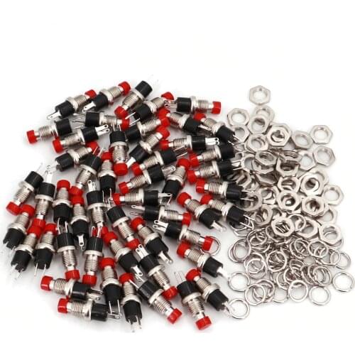 50Pcs PBS-110 7mm 2 Pin Momentary Self-Return OFF-MOM Normally Open Mini Push Button Switch