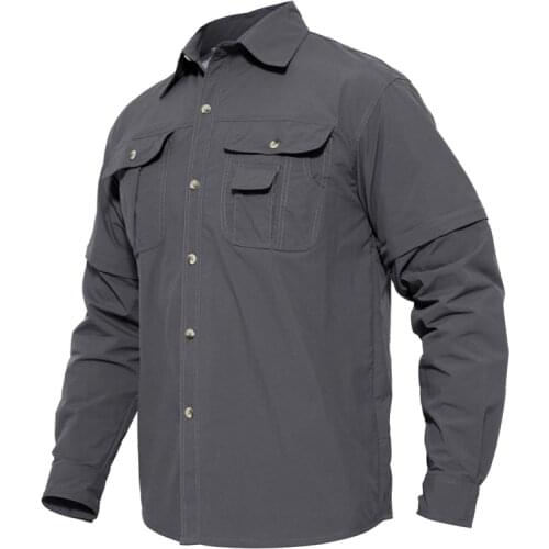 Mens Shirt Military Quick Dry Shirt Men Tactical Clothing Outdoor Camping Hiking Long Sleeve Shirts Removable Shirts 3XL