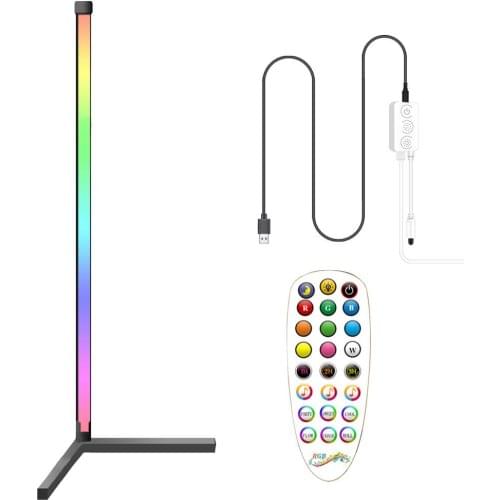 Music LED Corner Floor Lamp Dimmable Colour Changing Atmosphere Light Bluetooth Control Colorful Bedroom Home Decoration