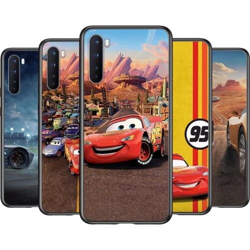 Soft TPU Cars Lightning McQueen Shockproof Silicone Cover for OnePlus Nord N100 N10 8T 8 7T 7 6T 6 5T Pro Black Phone Case