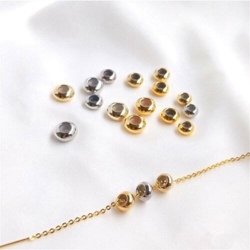 Real 18K Gold Plating With silica gel wheel bead flat bead positioning bead adjustment bead DIY chain separator bead