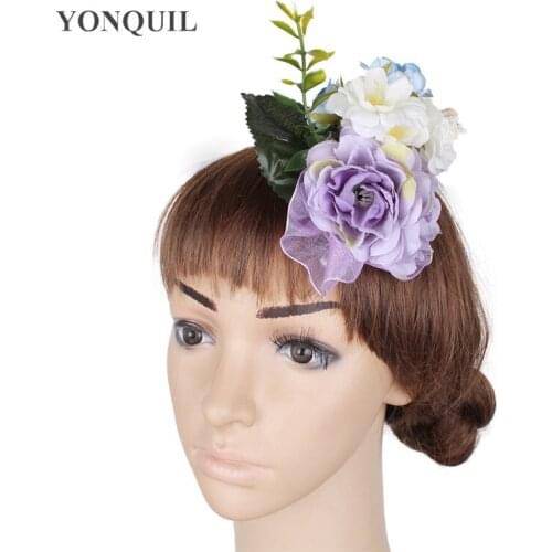 New Flocking Cloth Pink Silk Flower Hair Clip Girl Hairpin DIY Headdress Party Hair Accessories For Bridal Wedding Headwear