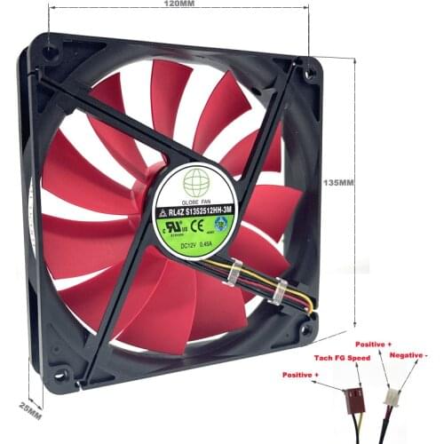 New GLOBE FAN RL4Z S1352512HH-3M S1352512HH 0.45A 13.5CM 135mm Computer Chassis Power Supply Case Cooling Fan 135x135x25mm