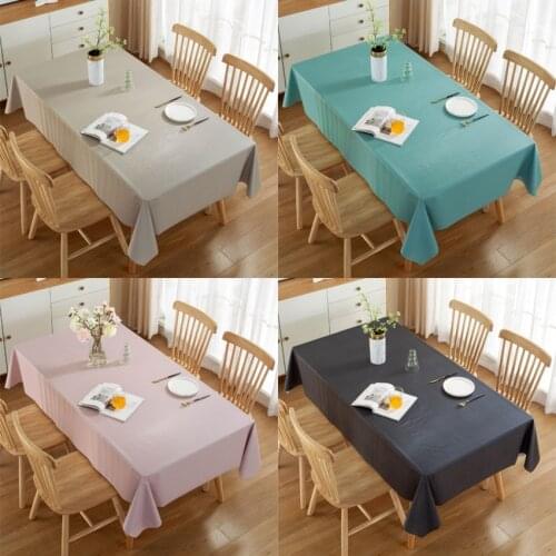 PVC Solid Color Table Cloth High Quality Waterproof Oilproof Simple Modern Table Cover Rectangle No Wash for Home Dining Table