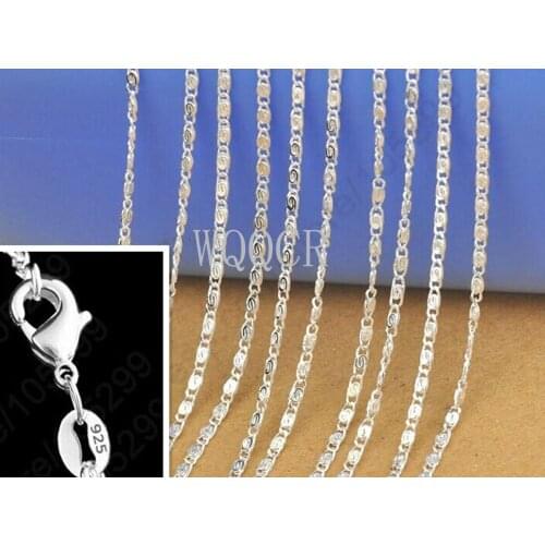 Wholesale 1PCS Of Bulk 925 Embossed Silver 1.9MM Flat S Chain 16",18" ,20",22",24",26",28",30Inches Applicable Pendant