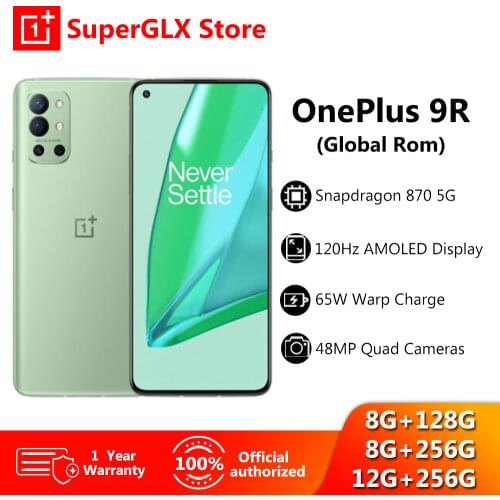 Original Global Rom OnePlus 9R 5G Smartphone 9 R Snapdragon 870 8GB 128GB 6.55'' 120Hz AMOLED Screen 65W Warp Mobile Phone
