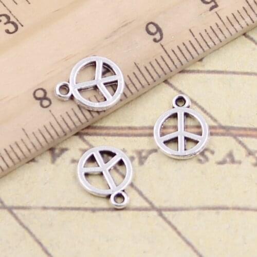 30pcs Charms Peace Symbol 10x8mm Tibetan Silver Color Pendants Antique Jewelry Making DIY Handmade Craft