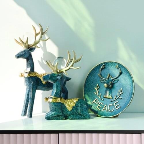 Northern European-Style Resin Crafts Lucky Deer Decoration Living Room TV Wine Cabinet Ornament vintage home decor peace love