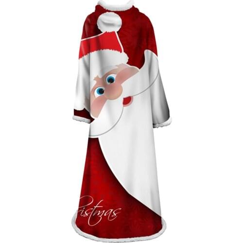 Christmas Snowman Red Hat Tree Branch Portable Wearable Fluffy Custom Sleeve Blanket Throw WrapBed Blanket With Sleeve