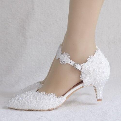 BaoYaFang Summer Female Party Sandals Flower ankle strap wedding shoes woman Fashion Pointed toe Med Thin Heel Buckle Sandals
