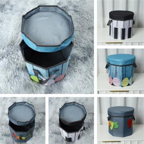 Foldable Ottomans Storage Box Foot Rest Stool Oxford Cloth Toy Storage Cube Seat with Lid Ottomans Cube Seat Home Organization