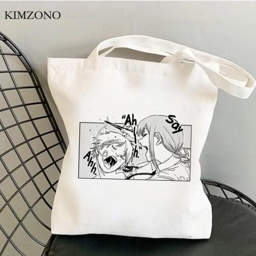 Chainsaw Man shopping bag handbag tote bolsa eco reusable shopper bag boodschappentas fabric grab