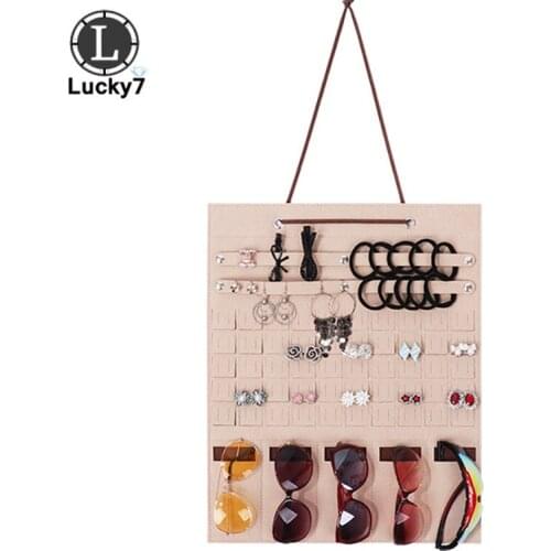 Portable Jewelry Display Roll Bag Layered Felt Earrings Ring Jewelry Sunglasses Glasses Storage Organizer Bag Foldable