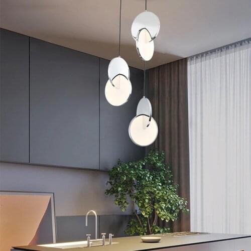 Chrome pendant light kitchen bedside led indoor lighting fixture creative modern hanging lamp living room hose hotel loft lights
