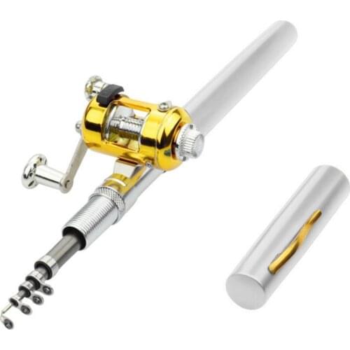 Telescopic Lightweight Mini Portable Pocket Fish Pen Shape Aluminum Alloy Fishing Rod Pole Reel Tackle Tools