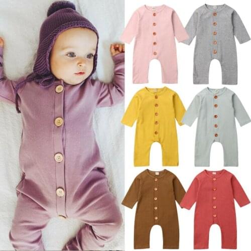 Newborn Baby Girl Boy Warm Clothes Autumn Spring Baby Boys Girls Cotton Solid Romper Casual Unisex Soft Jumpsuit Outfits 0-24M
