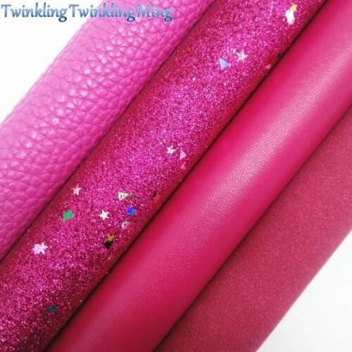 ROSE Glitter Fabirc, Faux Leather Fabric, Suede Litchi Synthetic Leather Fabric Sheets For Bow A4 8"x11"Twinkling Ming XM484