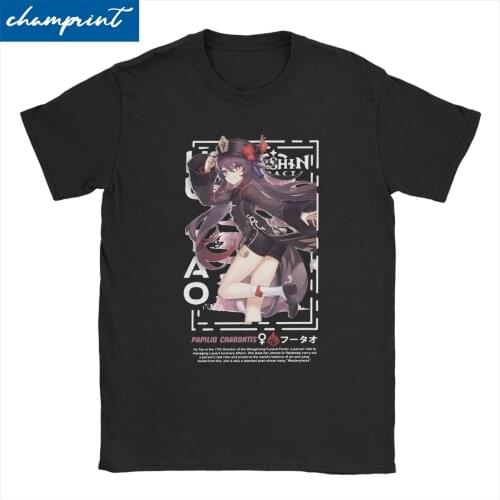 Genshin Impact Hu Tao Streetwear T-Shirt for Men Women Vintage Tees Round Neck Short Sleeve T Shirts Birthday Gift Clothing