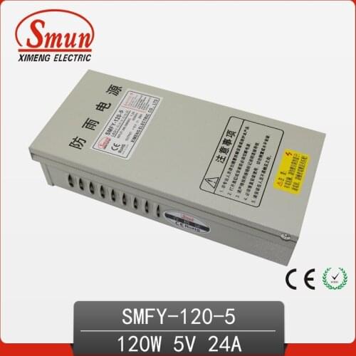 CE RoHS Approved 120W Metal Case Single Output Reliable Rainproof Switching Power Supply SMPS 120W 5V 24A (SMFY-120-5)