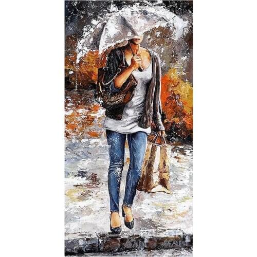 Held an Umbrella Woman Diamond Painting Oil Portrait Round Full Drill Vestibule Nouveaute DIY Mosaic Embroidery 5D Cross Stitch