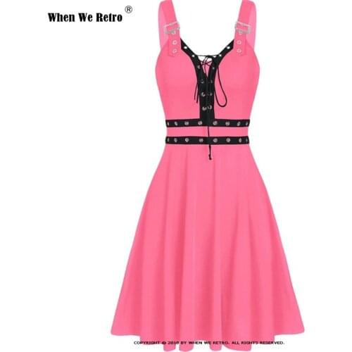 Women Mini Dresses Gothic Black Sexy Deep V Neck 2021 Punk Sleeveless Rivet Fashion Tunic Hip Hop Bandage Female Dress VD2155