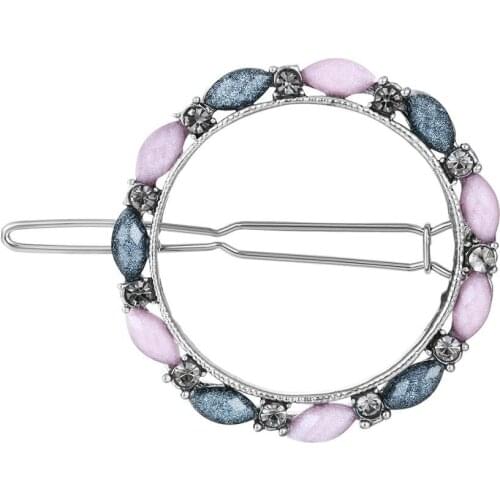 1pc Elegant Rhinestone Hair Clip for Women Geometric Round Circle Hair Barrette Hairpins Handmade Hair Pins Hair Accessories
