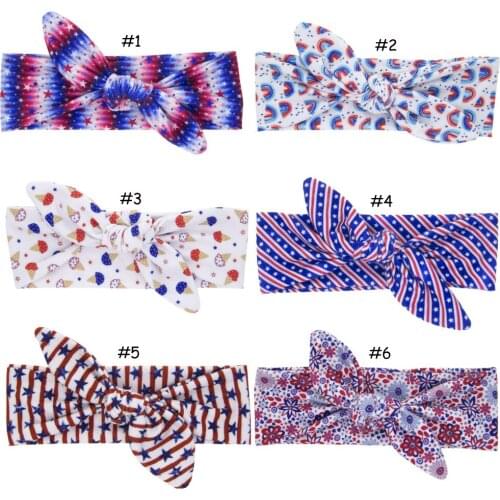 12 Pcs/Lot, 4th of July Independence Day Baby Headbands DIY Hair Accessories Patriotic 2021 Souvenir Baby Top Knot Headbands