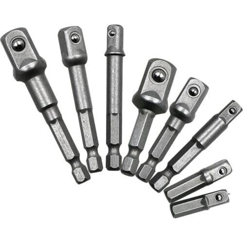 8pc Drill Socket Adapter 1/4" 3/8" 1/2 Bit Set for Impact Driver with Hex Shank to Square Socket Drill Bits Bar Extension