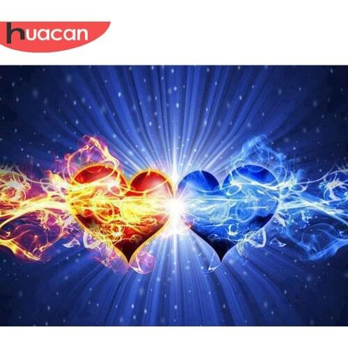 HUACAN 5d Diamond Painting Full Drill Heart Wall Decor Diamond Embroidery Mosaic Fantasy Scenery Diamond Art