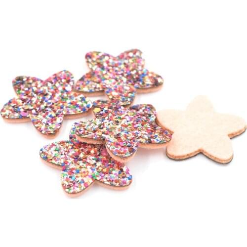 20Pcs Sequins Star Padded Appliques for DIY Children Hair Accessories, Glitter Pads Patches for Clothes Sewing Supplies K57