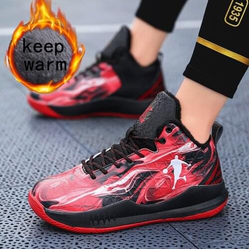 Kids Jordan Shoes Childrens High Top Leathers Cotton Shoes Winner Warming Boys Basketball Sneakers Outdoor Comfortable Shoes