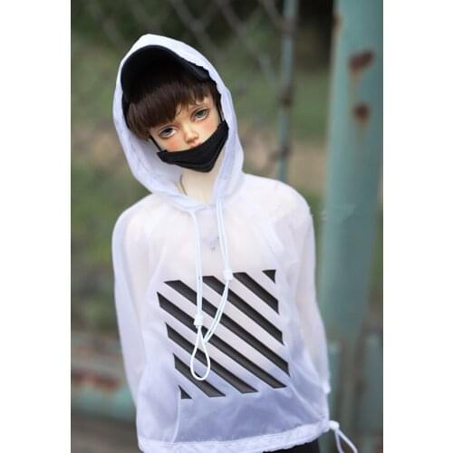 BJD doll clothes fit 1/3 1/4 size white hooded hoodie sun-protective clothing hoodie long sleeve top doll accessories