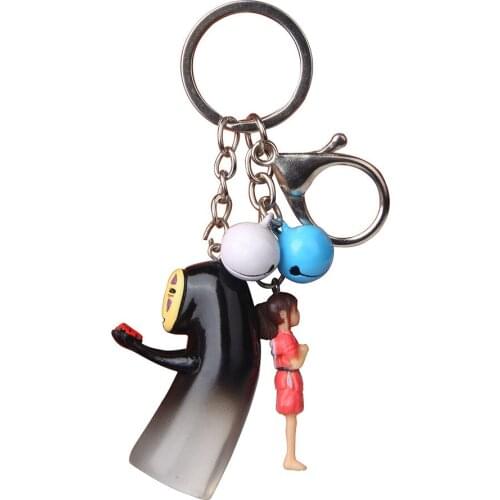 Miyazaki Hayao Animated Film Spirited Away Keychain Jewelry Chihiro Ogino PVC Doll Keyrings Charms for Women Bag Car Accessories