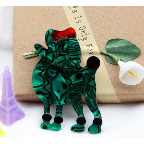 Lovely Poodle Dog Acrylic Brooch Green Resin Animal Pin Badge Brooches And Pins For Women Men Broches Handmade Accessories Gifts