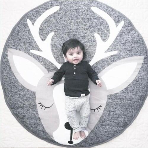 Baby Cartoon Animals Play Mat Pad Toddler Kids Crawling Blanket Round Carpet Rug Toys Mat For Children Room Decor Photo Props