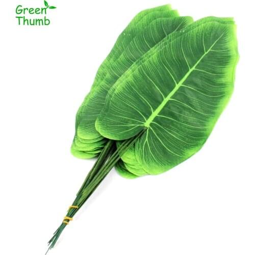 60pcs Green Artificial Plants Simulation Faux Tropical Elephant Ear Leaves Home Decor Canna Leaf Home Room Decoration Flower