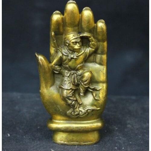 China Fengshui Culture Lucky Money Old Brass Statue Buddha Hand Monkey Sculpture Sculpture wholesale factory Bronze Arts