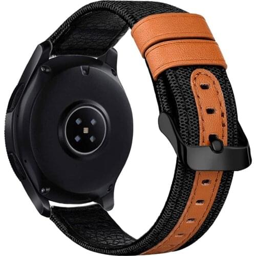 Leather Bands for Samsung Watch Active2 40mm 44mm Band 20mm 22mm Leather Nylon Wrist Strap for Galaxy Watch 46mm 42mm Bracelet