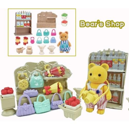 Dollhouse Furniture Figures Forest Animal Chipmunk Family Camping Set 1:12 Simulation Girl Pretend Game Chair Accessories Dolls