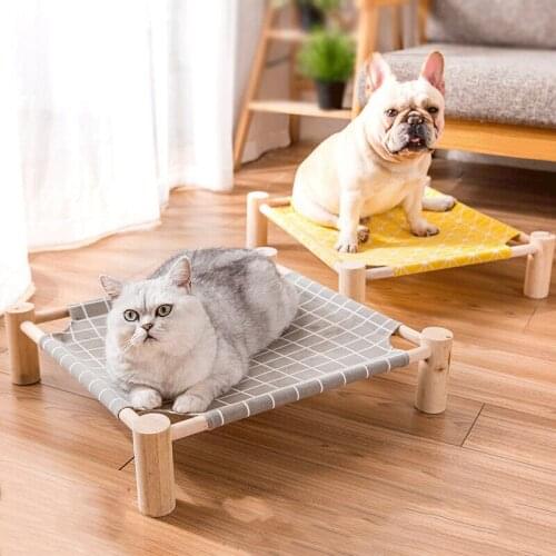 Summer Small Dogs Beds Removable Summer Sleep Mat Lounger Bearing 17.5Kg Wooden Pet Rest Bed for Cats Hammock Window