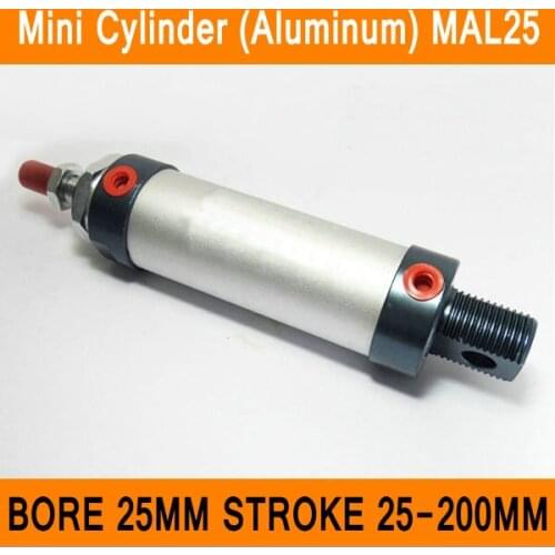MAL25 Mini Cylinder CA Bore 25mm Stroke 25-200mm Rod Single Double Action Pneumatic Cylinder Aluminum Alloy Pneumatic Components