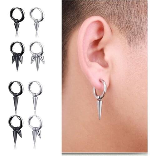 Fashion Rivet Taper Stainless Steel Earring For Women Mens Classic Punk Design Stud Ear Jewelry Gifts 2 pieces