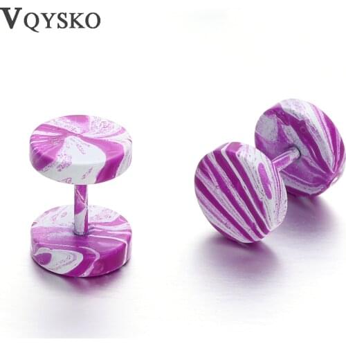 Fashion Girls candy color Fake Ear Plugs Stud Earring Punk Stainless Steel Spring Summer Jewelry Piercing Earrings For Gifts