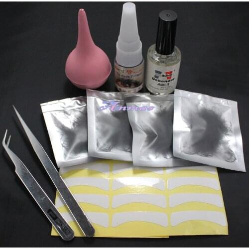 False Individual Extension Eyelash Glue Remover Tape Pump Tweezer Tools Kit #15