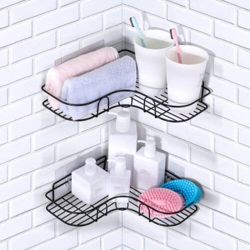 Wall-Mounted Corner Shelf Bathroom Organizer Metal Storage Holder For Shampoo Kitchen Gadgets Storage Rack